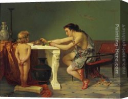 Oliver Canvas Paintings - Feeding the Turtle by Pierre Oliver Joseph Coomans