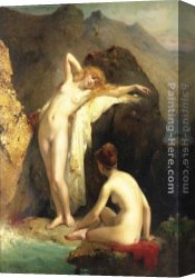 Oliver Canvas Paintings - Les Baigneuses by Pierre Oliver Joseph Coomans