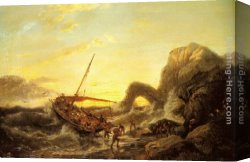 Pieter Canvas Paintings - The Shipwreck by Pieter Christian Dommerson