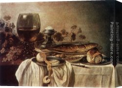 Pieter Canvas Paintings - Breakfast Piece by Pieter Claesz