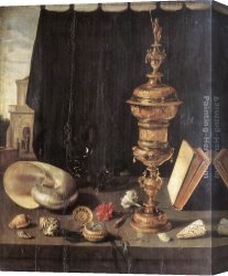 Pieter Canvas Paintings - Still Life with Great Golden Goblet by Pieter Claesz
