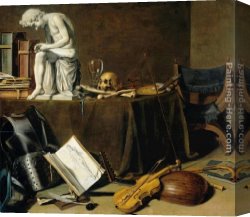 Pieter Canvas Paintings - Vanitas Still Life with the Spinario by Pieter Claesz