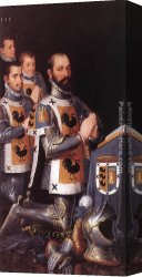 Pieter Canvas Paintings - Portrait of Jan Lopez Gallo and His Three Sons by Pieter Pourbus