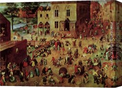 Dead Game Canvas Paintings - Children's Games by Pieter the Elder Bruegel