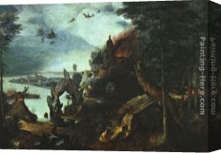 Bruegel Canvas Paintings - Landscape with the Temptation of Saint Anthony by Pieter the Elder Bruegel
