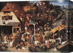 Bruegel Canvas Paintings - Netherlandish Proverbs by Pieter the Elder Bruegel
