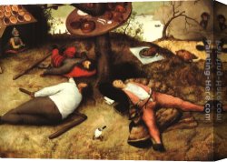 Pieter Canvas Paintings - The Land of Cockayne by Pieter the Elder Bruegel