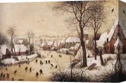 Pieter Canvas Paintings - Winter Landscape with Skaters and Bird Trap by Pieter the Elder Bruegel