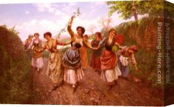 A Harvest Festival Canvas Paintings - A Spring Festival by Pietro Gabrini