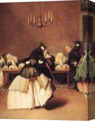 Longhi Canvas Paintings - Il Ridotto by Pietro Longhi