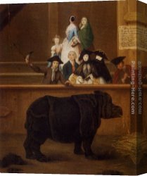 Longhi Canvas Paintings - The Rhinoceros by Pietro Longhi