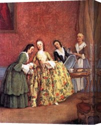 Longhi Canvas Paintings - The Venetian Lady's Morning by Pietro Longhi