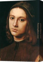 Portrait of a Young Benedictine Canvas Paintings - Portrait of a Young Man (detail) by Pietro Perugino