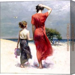 Afternoon Canvas Paintings - Afternoon Stroll by Pino