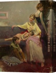 Childhood Sweethearts Canvas Paintings - CHILDHOOD DREAMS by Pino