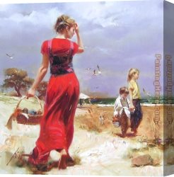 A Holiday Gathering Canvas Paintings - Seaside Gathering by Pino