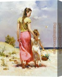 Walk Canvas Paintings - Seaside Walk by Pino