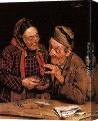 Money Canvas Paintings - The Money Counter by Pompeo Massani