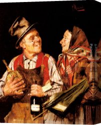 Wine Canvas Paintings - The Wine Merchant by Pompeo Massani