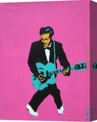Allegory of Arts Canvas Paintings - chuck berry on pink by Pop art