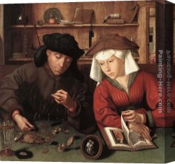 Wife Canvas Paintings - The Moneylender and his Wife by Quentin Massys