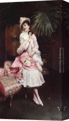 Raimundo Canvas Paintings - Lady With A Mask by Raimundo de Madrazo y Garreta