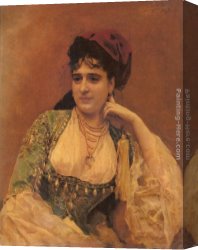 Raimundo Canvas Paintings - Portrait Of A Lady by Raimundo de Madrazo y Garreta
