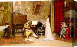 Raimundo Canvas Paintings - The Music Lesson by Raimundo de Madrazo y Garreta