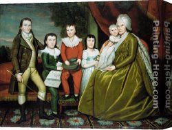 Ralph Canvas Paintings - Mrs. Noah Smith and Her Children by Ralph Earl