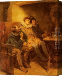 Ralph Canvas Paintings - His First Smoke by Ralph Hedley