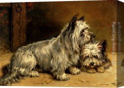 Ralph Canvas Paintings - Two Terriers by Ralph Hedley