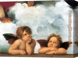 Madonna Canvas Paintings - Sistine Madonna 2 angels by Raphael