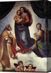 Madonna Canvas Paintings - The Sistine Madonna by Raphael