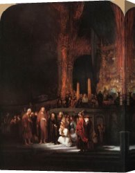 Baptism of Christ Canvas Paintings - Christ and the Woman Taken in Adultery by Rembrandt