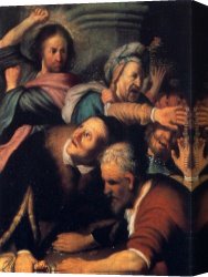 Money Canvas Paintings - Christ Driving The Money Changers From The Temple by Rembrandt