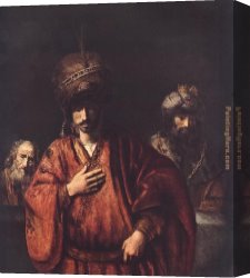 David Canvas Paintings - David and Uriah by Rembrandt