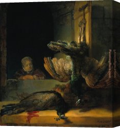 Dead Game Canvas Paintings - Dead peacocks by Rembrandt