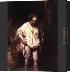 Nearing Camp on The Upper Colorado River Canvas Paintings - Hendrickje Bathing in a River by Rembrandt