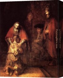 Return Canvas Paintings - The Return of the Prodigal Son by Rembrandt