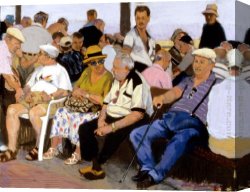 Conversation Canvas Paintings - Lively Conversation by Rhoda Yanow