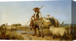 Richards Canvas Paintings - A Spanish Shepherd by Richard Ansdell