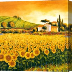 Valley of The Yosemite Canvas Paintings - Valley of Sunflowers by Richard Leblanc