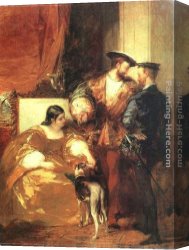 The Ugly Duchess Canvas Paintings - Francis I and the Duchess of Etampes by Richard Parkes Bonington