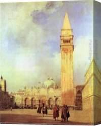 Basilica Di San Marco Canvas Paintings - Piazza San Marco, Venice by Richard Parkes Bonington
