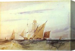 Mediterranean Shipping Canvas Paintings - Shipping Off the Coast of Kent by Richard Parkes Bonington