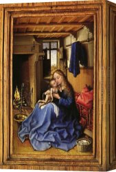 Virgin of The Rocks Canvas Paintings - Virgin and Child in an Interior by Robert Campin