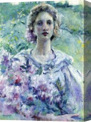 Waterhouse Gather Flower Girls Canvas Paintings - Girl with Flowers by Robert Reid