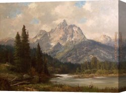 A Hunter at Rest in The Woods Canvas Paintings - Grand Teton by Robert Wood