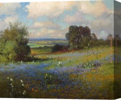 A Hunter at Rest in The Woods Canvas Paintings - Texas Bluebonnets by Robert Wood