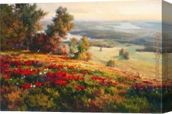 Valley of The Yosemite Canvas Paintings - Valley View I by Roberto Lombardi